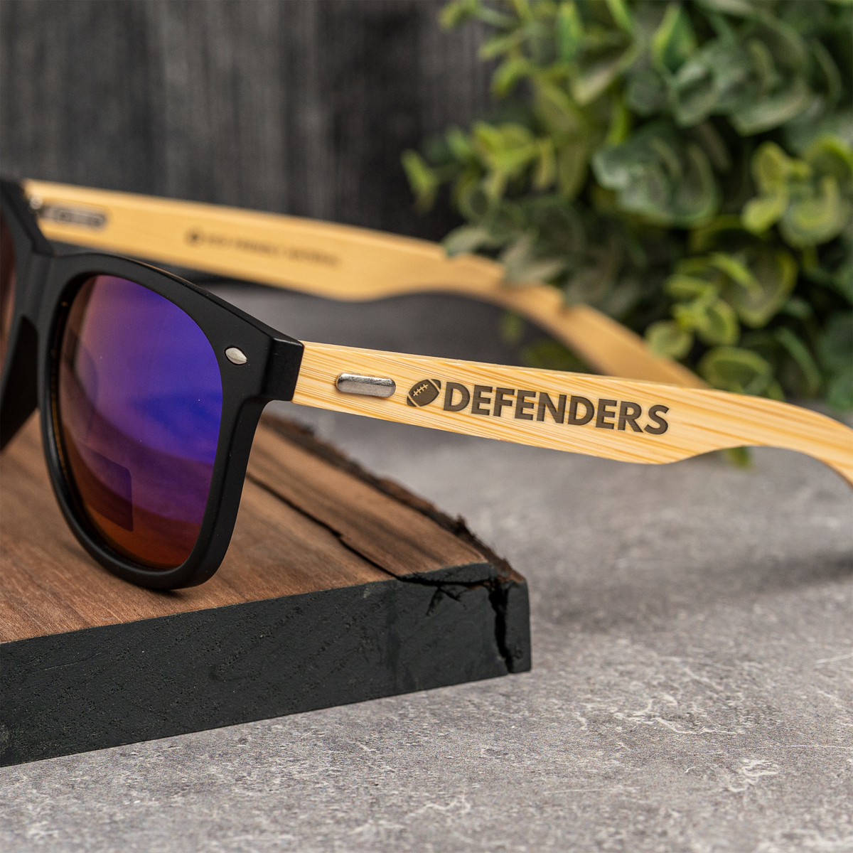 ACA - DEFENDERS FOOTBALL - ACADIANA CHRISTIAN ATHLETICS Bamboo Frame Sunglasses