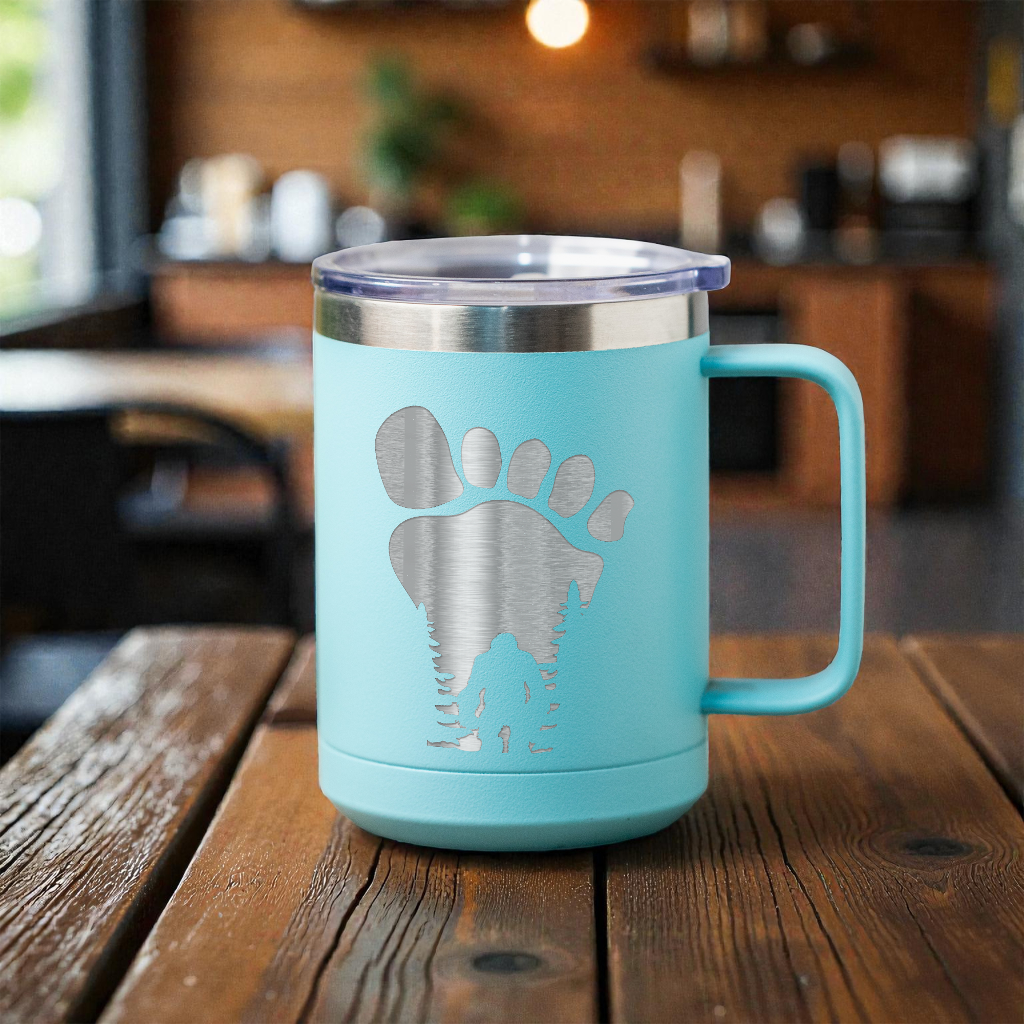 15oz Stainless Steel Mug with Bigfoot Design, Perfect for Coffee Lovers and Outdoor Adventures