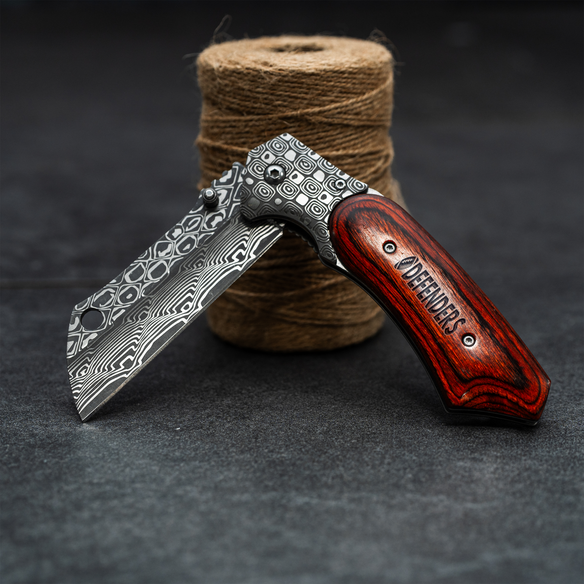 ACA - DEFENDERS FOOTBALL - ACADIANA CHRISTIAN ATHLETICS Knife with Damascus Pattern Blade