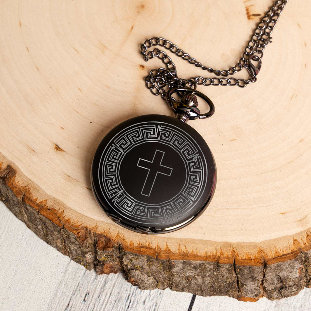 ACA - Defenders - Elegant Pocket Watch with Cross Design, Antique Style Gift for Men, Vintage Timepiece
