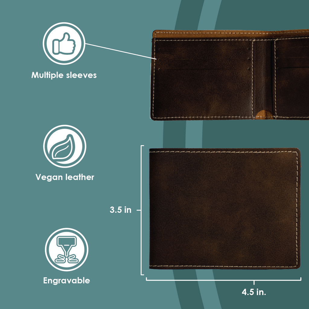 Custom Vegan Rawhide Leather Bifold Wallet international Morse Code