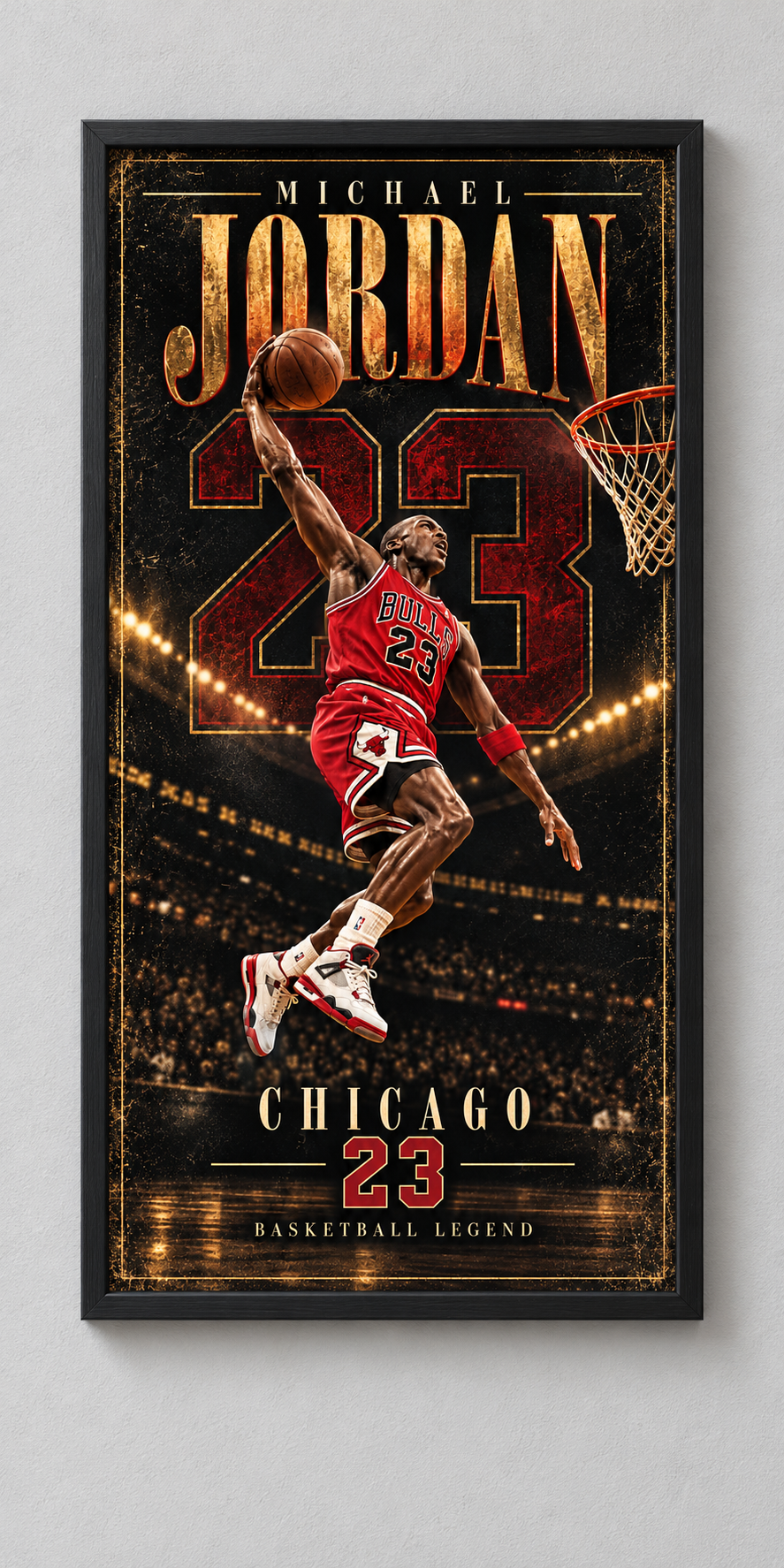 12x24 Framed Basketball Legend Sign Micheal Jordan Custom Artist Design