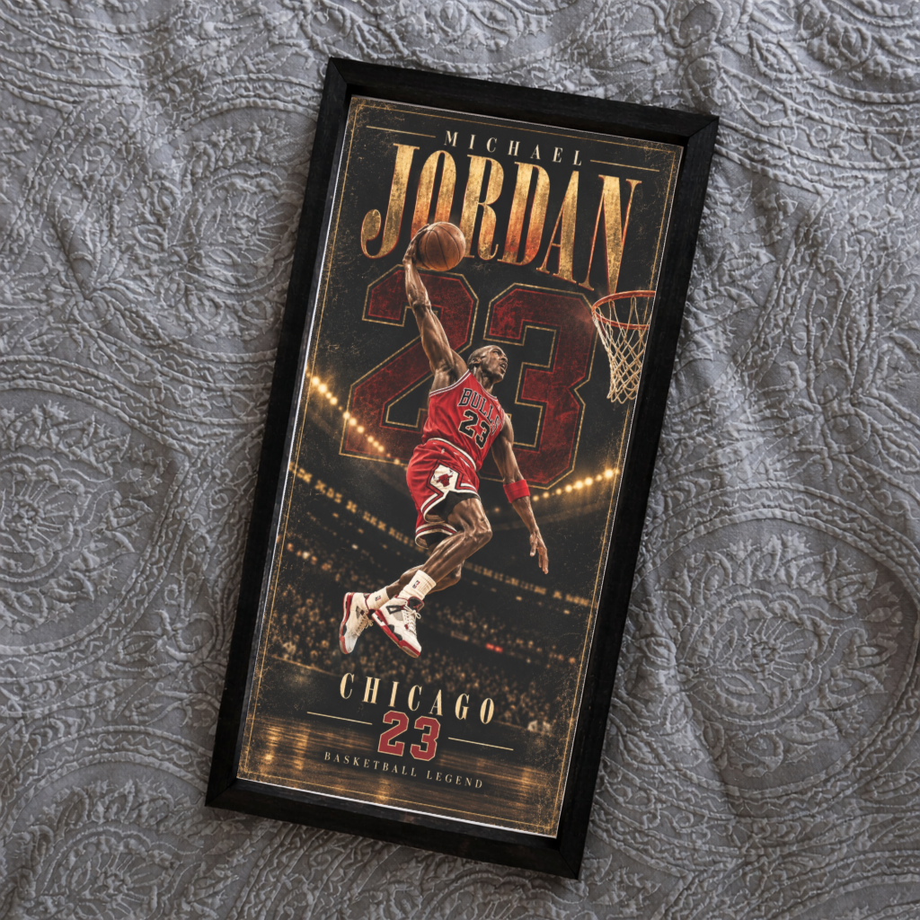12x24 Framed Basketball Legend Sign Micheal Jordan Custom Artist Design