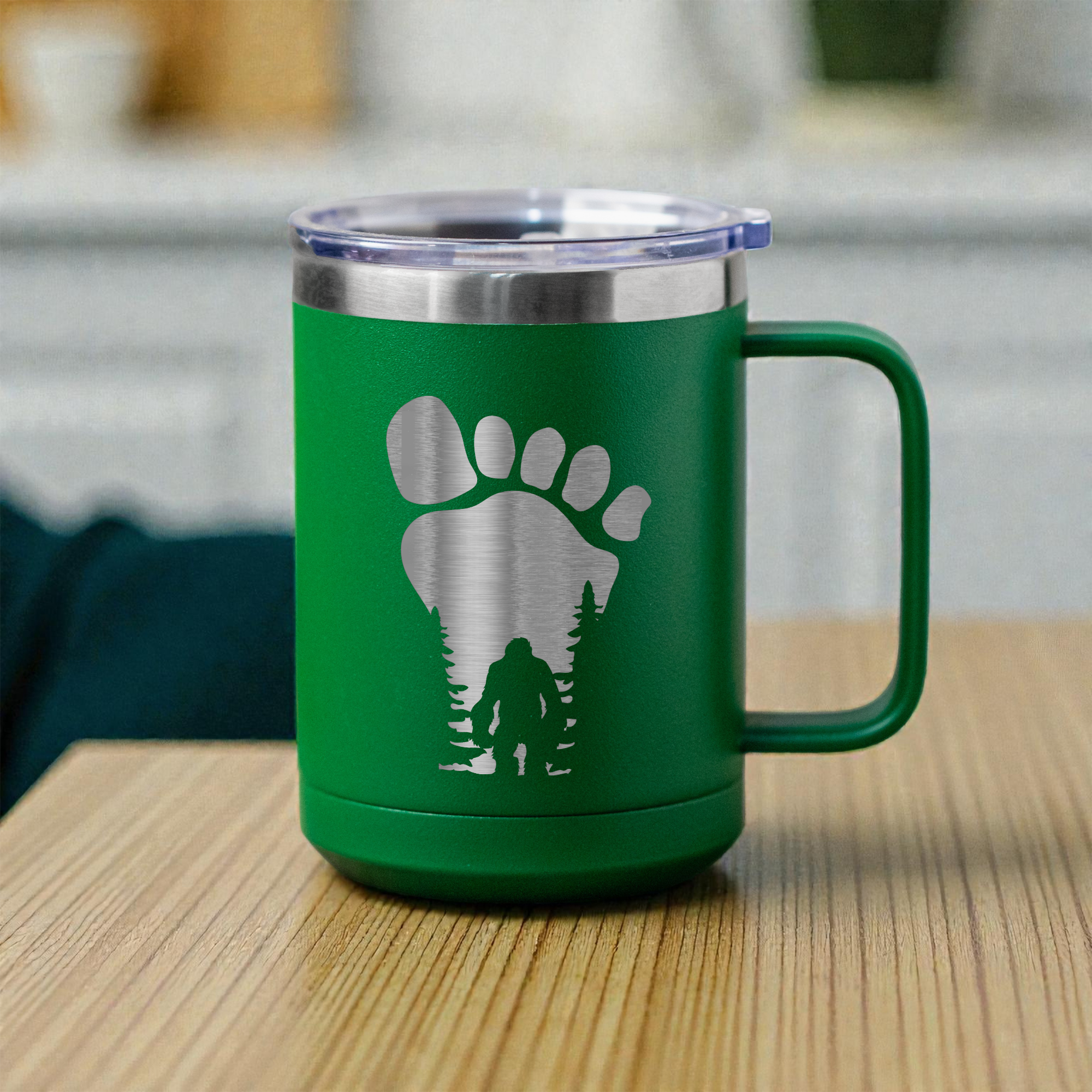 15oz Stainless Steel Mug with Bigfoot Design, Perfect for Coffee Lovers and Outdoor Adventures