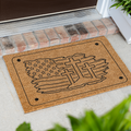 Patriotic Cross Doormat with American Flag Design for Home Decor, Indoor Outdoor Welcome Mat