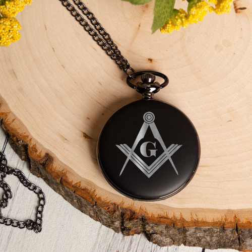 Masonic Pocket Watch with Freemason Symbol, Vintage Style Gift for Men, Engraved Timepiece