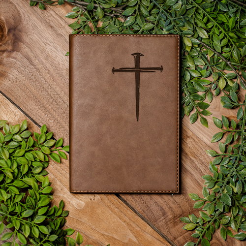Handcrafted Leather Journal with Christian Cross Design