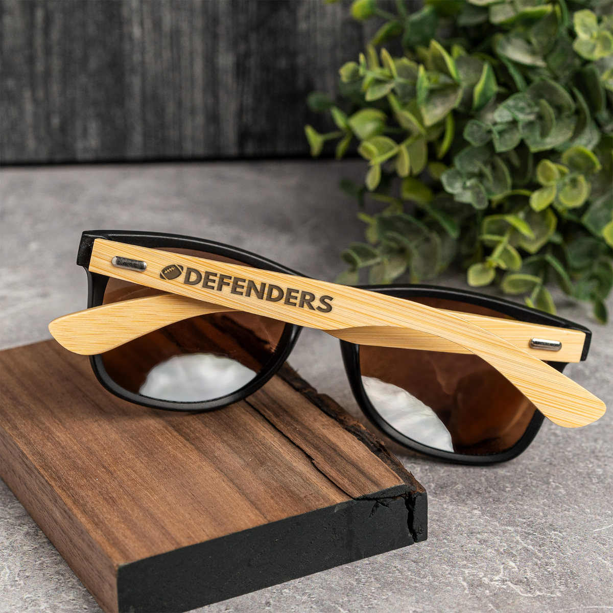 ACA - DEFENDERS FOOTBALL - ACADIANA CHRISTIAN ATHLETICS Bamboo Frame Sunglasses