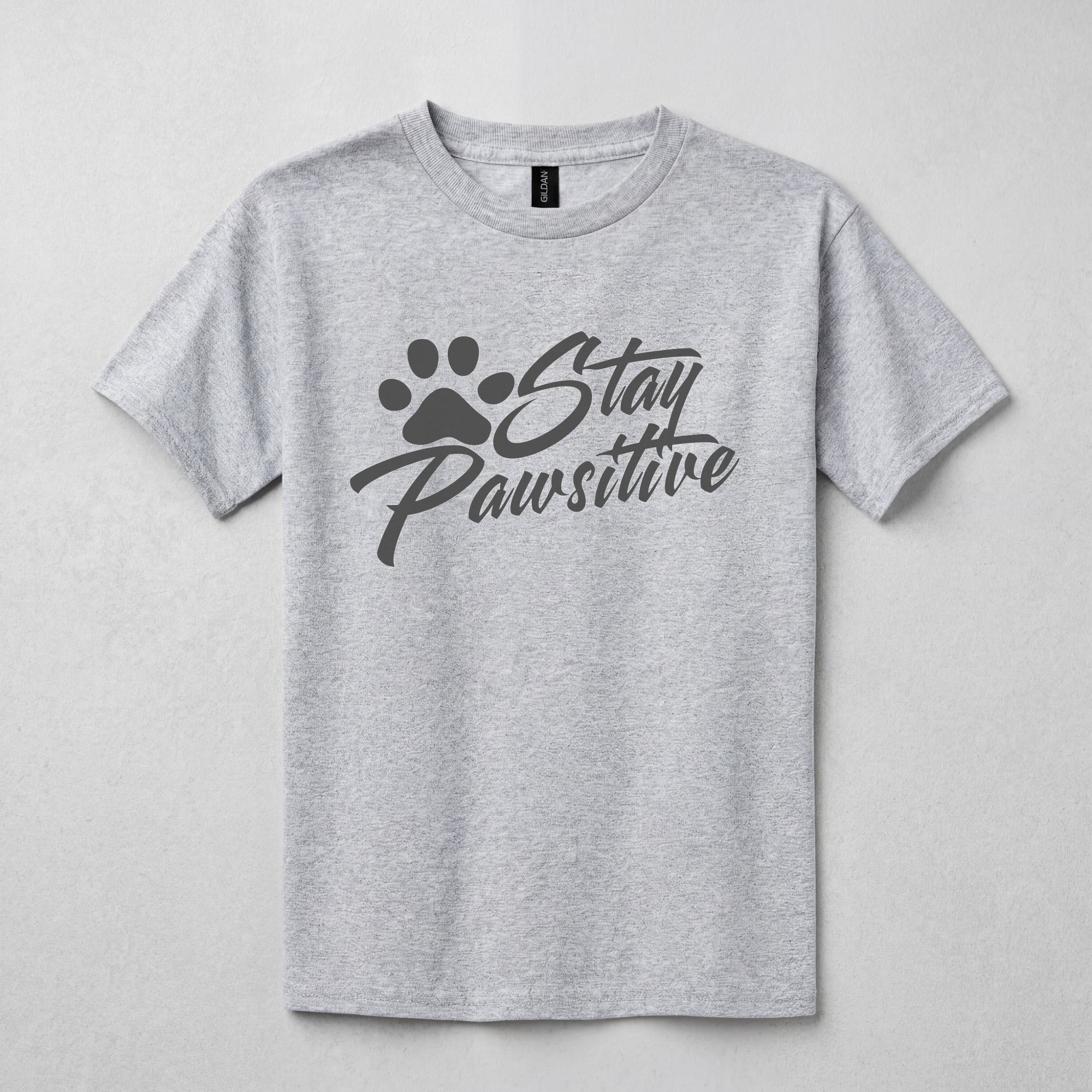 Youth Heavy Cotton™ T-Shirt, Gildan 5000B, 'Stay Pawsitive' Design, Fun Gift for Kids